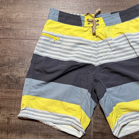 Patagonia Men's Swim Shorts - Yellow, Blue, Gray Stripes - Picture 2 of 10